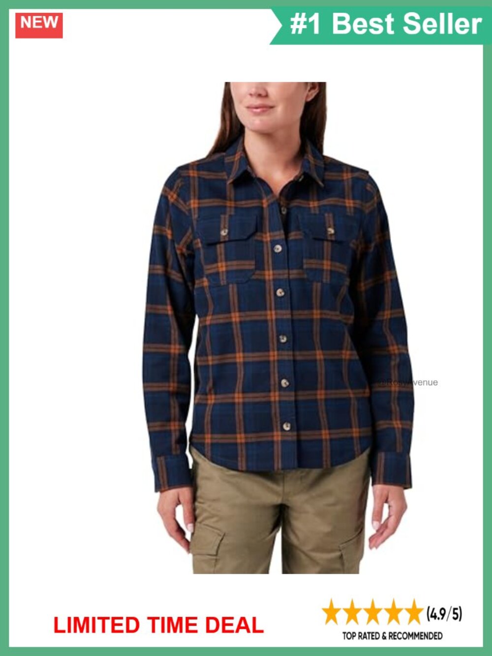 Lucky Brand Women's Yarn Dyed Plaid Flannel Shirt Work Utility Top